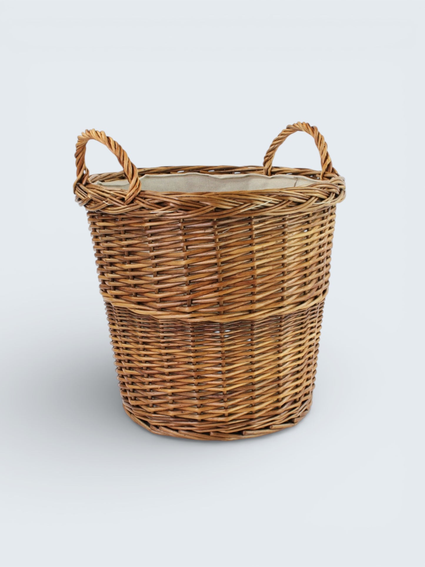 Lined Round Wicker Log Basket