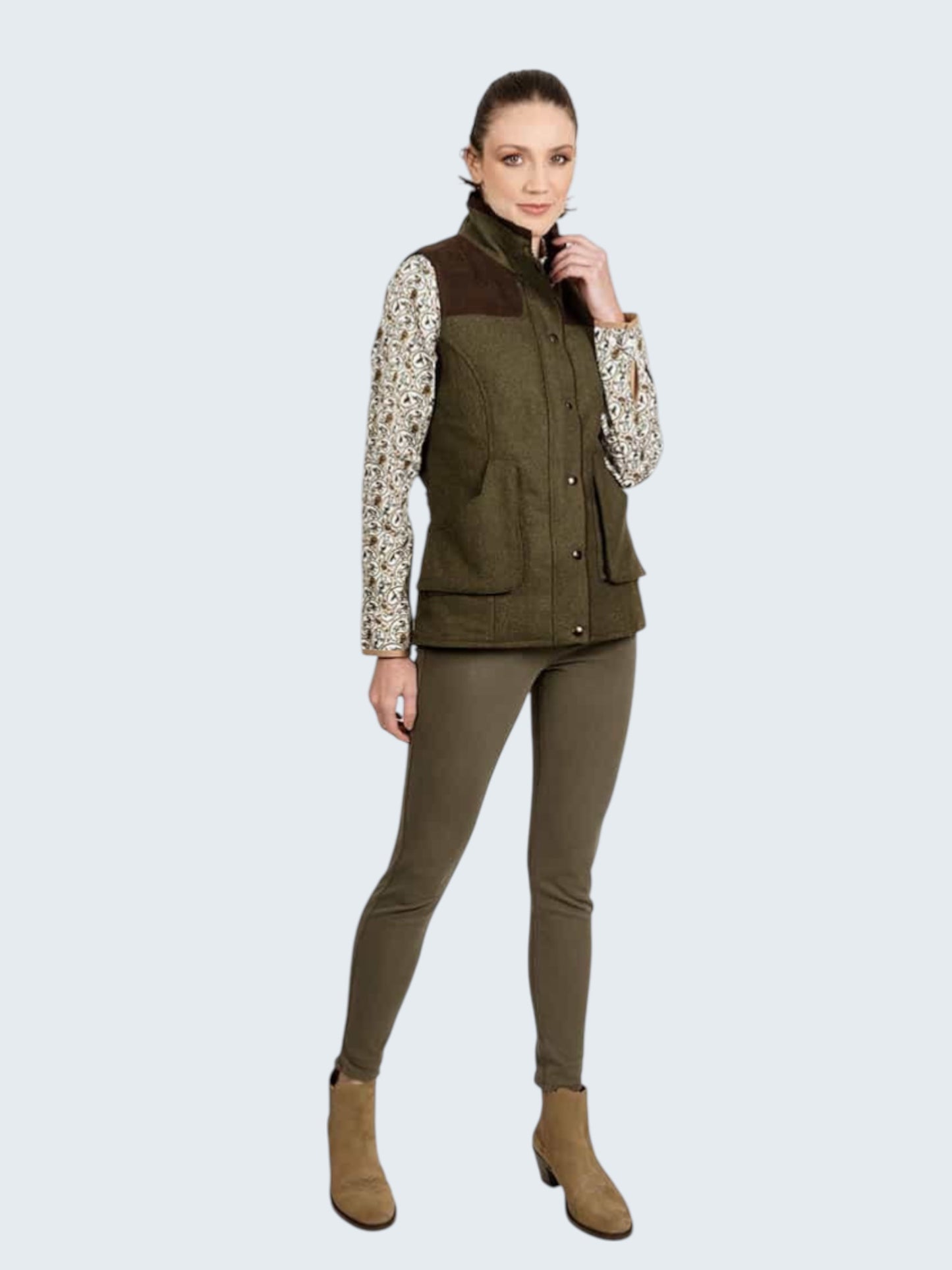 Women's Pure Woolen Olive Gilet