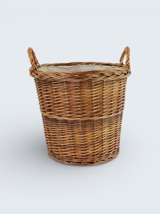 Lined Round Wicker Log Basket