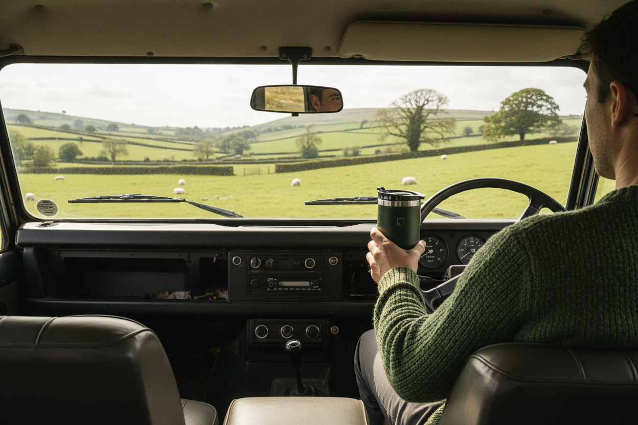 Green Insulated Stainless Steel Travel Mug 14oz